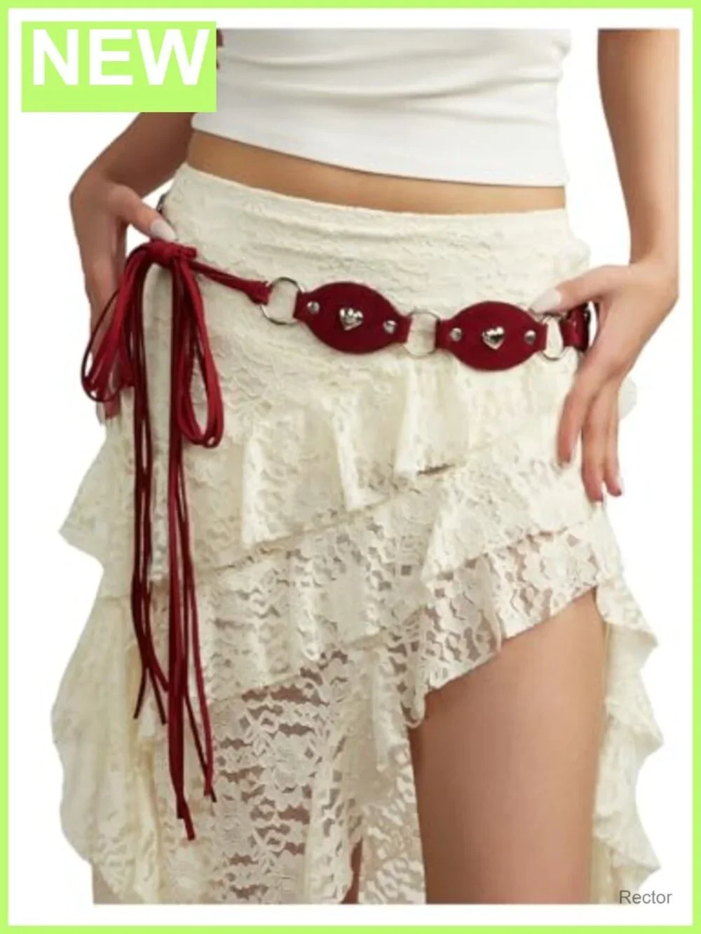 Women PU Leather Retro Western Cowgirl Boho Belt